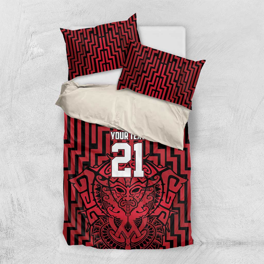 Custom Basketball New Zealand Bedding Set Red Maori Ta Moko Indigenous - Aussie Hoodie