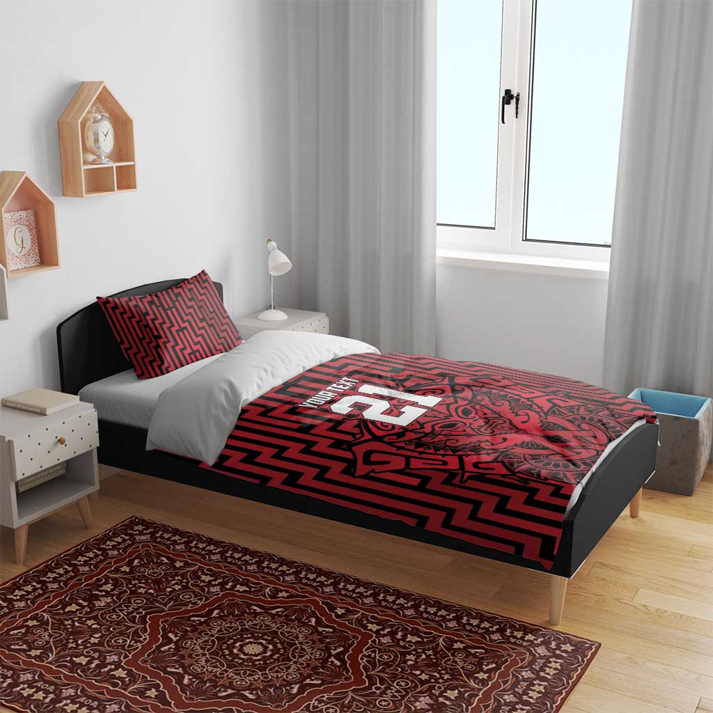 Custom Basketball New Zealand Bedding Set Red Maori Ta Moko Indigenous - Aussie Hoodie