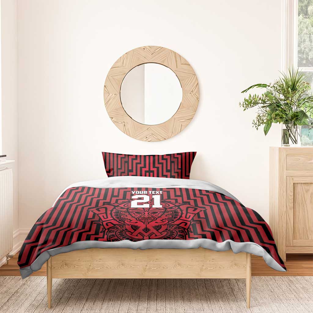 Custom Basketball New Zealand Bedding Set Red Maori Ta Moko Indigenous - Aussie Hoodie