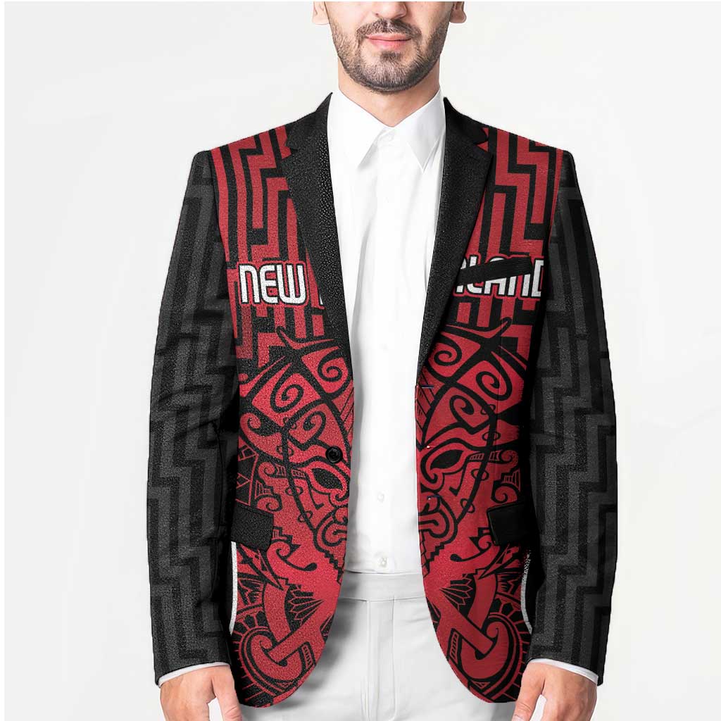 Custom Basketball New Zealand Blazer Red Maori Ta Moko Indigenous - Aussie Hoodie