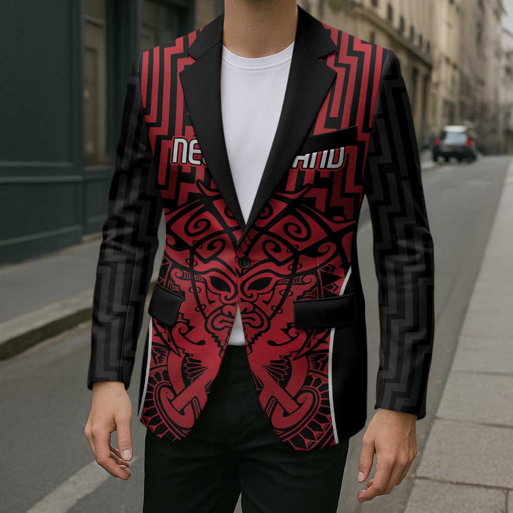 Custom Basketball New Zealand Blazer Red Maori Ta Moko Indigenous - Aussie Hoodie