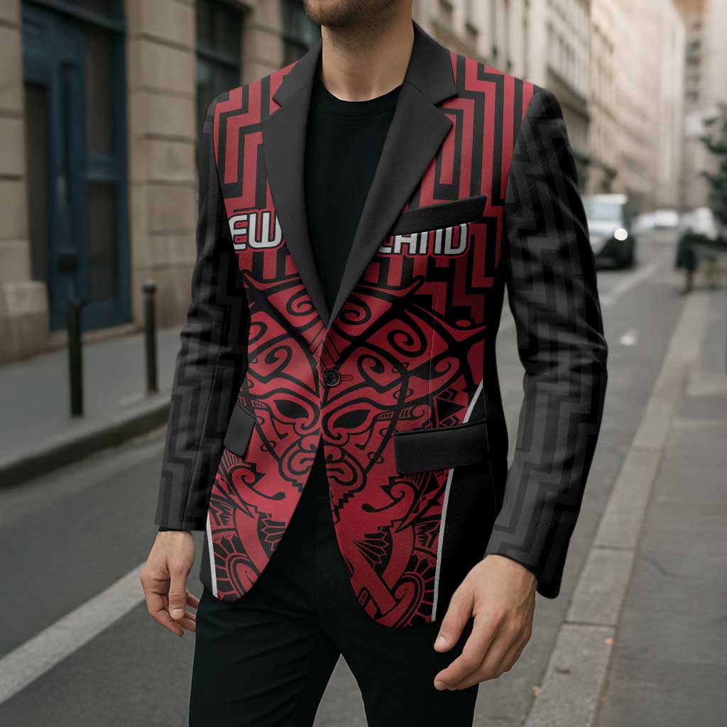 Custom Basketball New Zealand Blazer Red Maori Ta Moko Indigenous - Aussie Hoodie