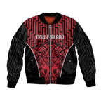 Custom Basketball New Zealand Bomber Jacket Red Maori Ta Moko Indigenous - Aussie Hoodie