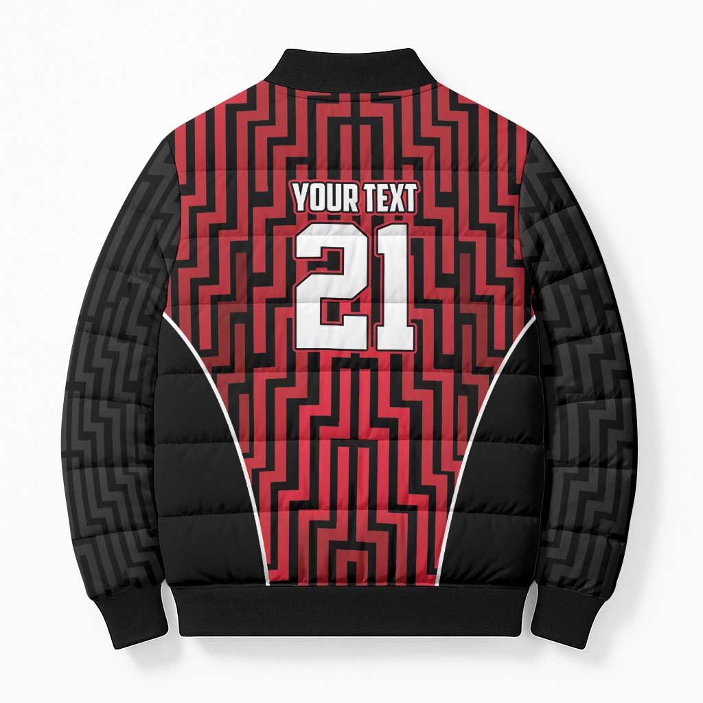 Custom Basketball New Zealand Bomber Puffer Jacket Red Maori Ta Moko Indigenous - Aussie Hoodie