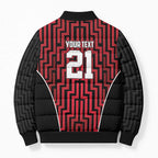 Custom Basketball New Zealand Bomber Puffer Jacket Red Maori Ta Moko Indigenous - Aussie Hoodie