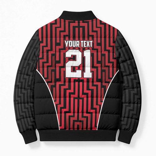 Custom Basketball New Zealand Bomber Puffer Jacket Red Maori Ta Moko Indigenous - Aussie Hoodie