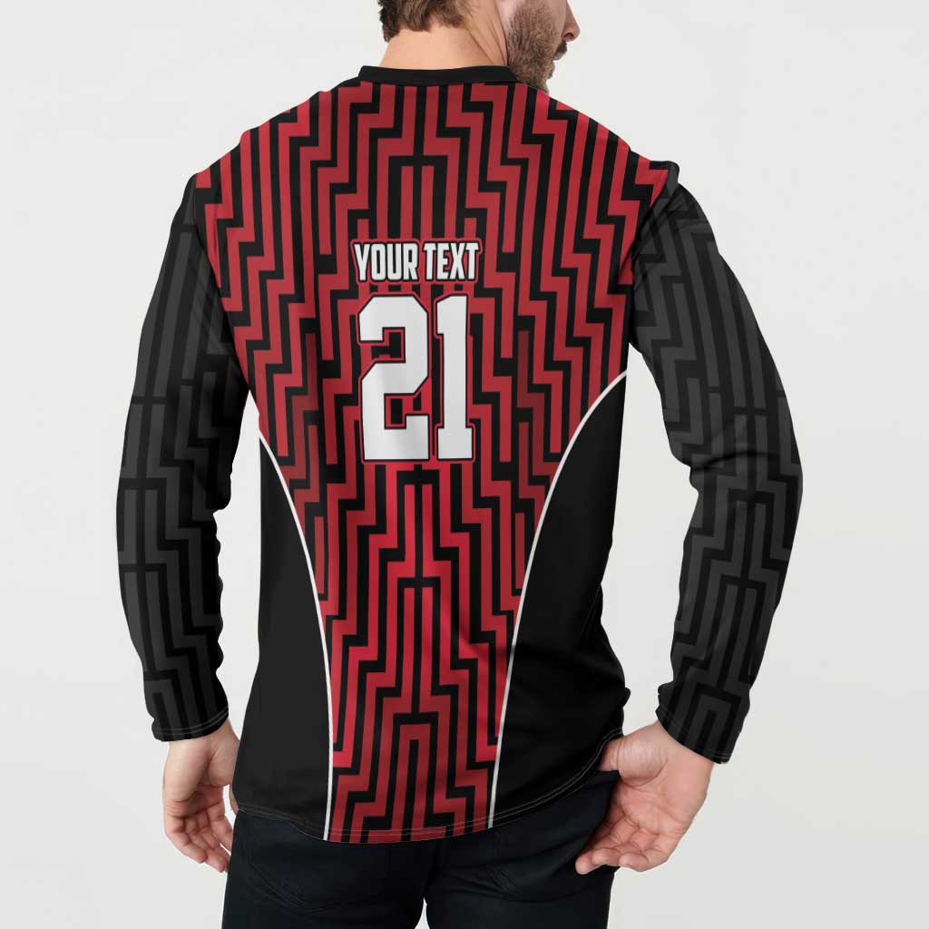 Custom Basketball New Zealand Button Sweatshirt Red Maori Ta Moko Indigenous - Aussie Hoodie