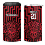 Custom Basketball New Zealand 4 in 1 Can Cooler Tumbler Red Maori Ta Moko Indigenous - Aussie Hoodie
