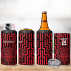 Custom Basketball New Zealand 4 in 1 Can Cooler Tumbler Red Maori Ta Moko Indigenous - Aussie Hoodie