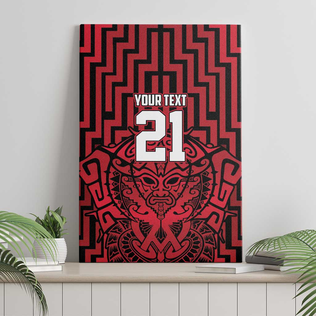 Custom Basketball New Zealand Canvas Wall Art Red Maori Ta Moko Indigenous - Aussie Hoodie
