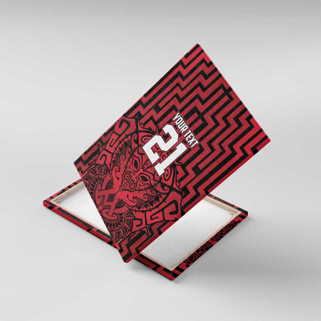 Custom Basketball New Zealand Canvas Wall Art Red Maori Ta Moko Indigenous - Aussie Hoodie