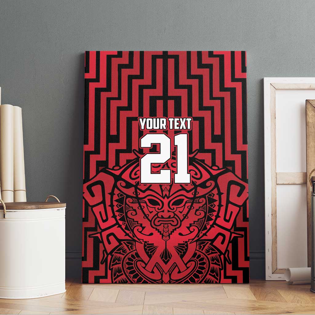 Custom Basketball New Zealand Canvas Wall Art Red Maori Ta Moko Indigenous - Aussie Hoodie