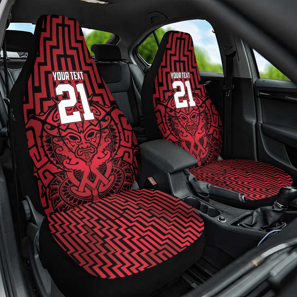 Custom Basketball New Zealand Car Seat Cover Red Maori Ta Moko Indigenous - Aussie Hoodie