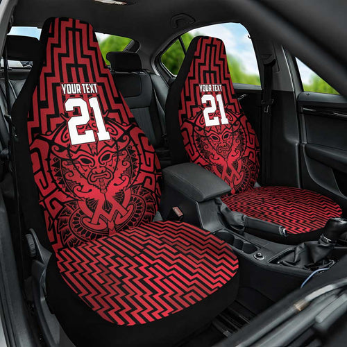Custom Basketball New Zealand Car Seat Cover Red Maori Ta Moko Indigenous - Aussie Hoodie