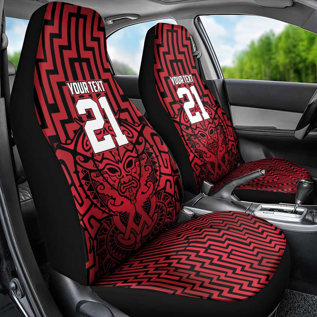 Custom Basketball New Zealand Car Seat Cover Red Maori Ta Moko Indigenous - Aussie Hoodie