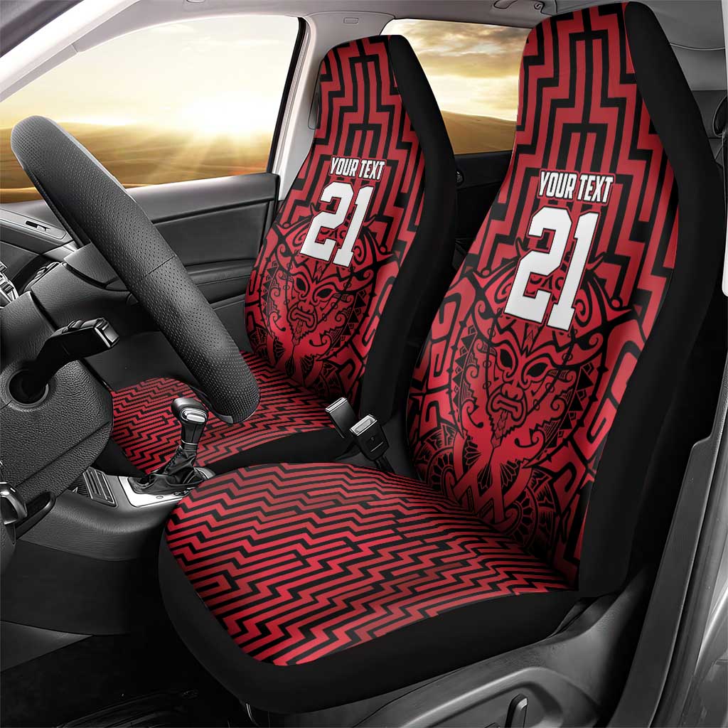 Custom Basketball New Zealand Car Seat Cover Red Maori Ta Moko Indigenous - Aussie Hoodie