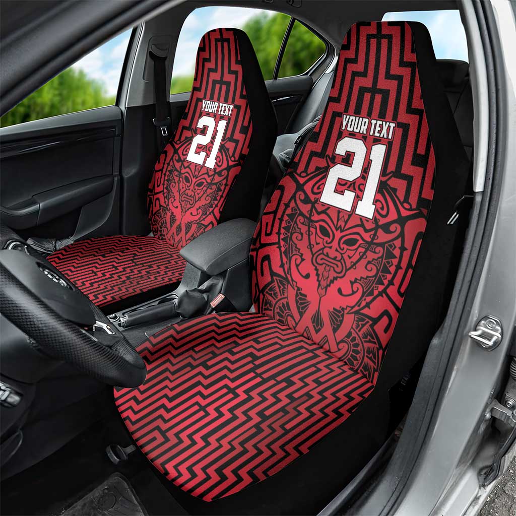 Custom Basketball New Zealand Car Seat Cover Red Maori Ta Moko Indigenous - Aussie Hoodie