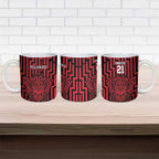 Custom Basketball New Zealand Ceramic Mug Red Maori Ta Moko Indigenous - Aussie Hoodie