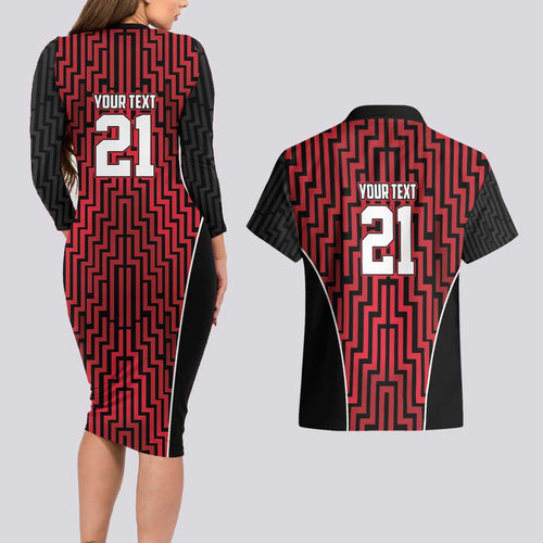 Custom Basketball New Zealand Couples Matching Long Sleeve Bodycon Dress and Hawaiian Shirt Red Maori Ta Moko Indigenous - Aussie Hoodie