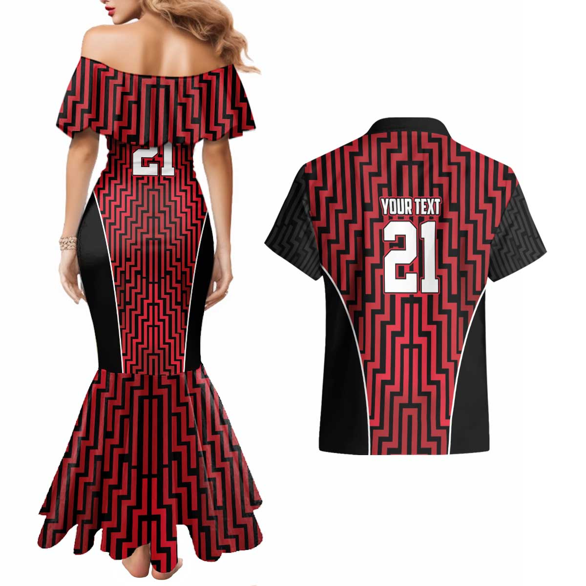 Custom Basketball New Zealand Couples Matching Mermaid Dress and Hawaiian Shirt Red Maori Ta Moko Indigenous - Aussie Hoodie