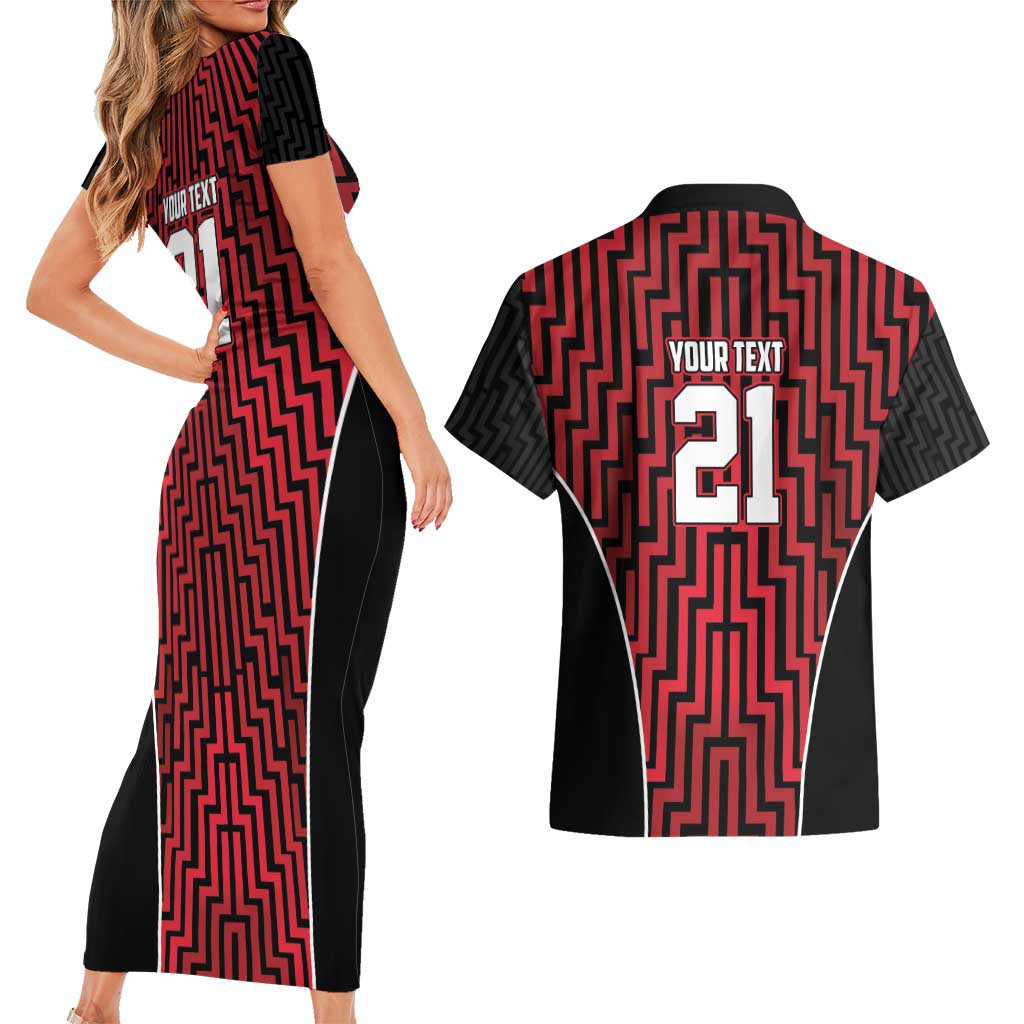 Custom Basketball New Zealand Couples Matching Short Sleeve Bodycon Dress and Hawaiian Shirt Red Maori Ta Moko Indigenous - Aussie Hoodie