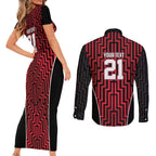 Custom Basketball New Zealand Couples Matching Short Sleeve Bodycon Dress and Long Sleeve Button Shirt Red Maori Ta Moko Indigenous - Aussie Hoodie