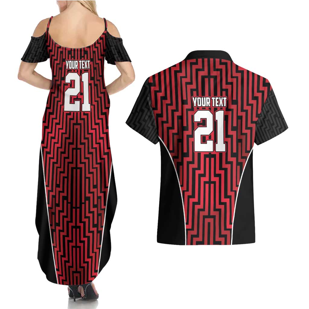 Custom Basketball New Zealand Couples Matching Summer Maxi Dress and Hawaiian Shirt Red Maori Ta Moko Indigenous - Aussie Hoodie