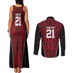 Custom Basketball New Zealand Couples Matching Tank Maxi Dress and Long Sleeve Button Shirt Red Maori Ta Moko Indigenous - Aussie Hoodie