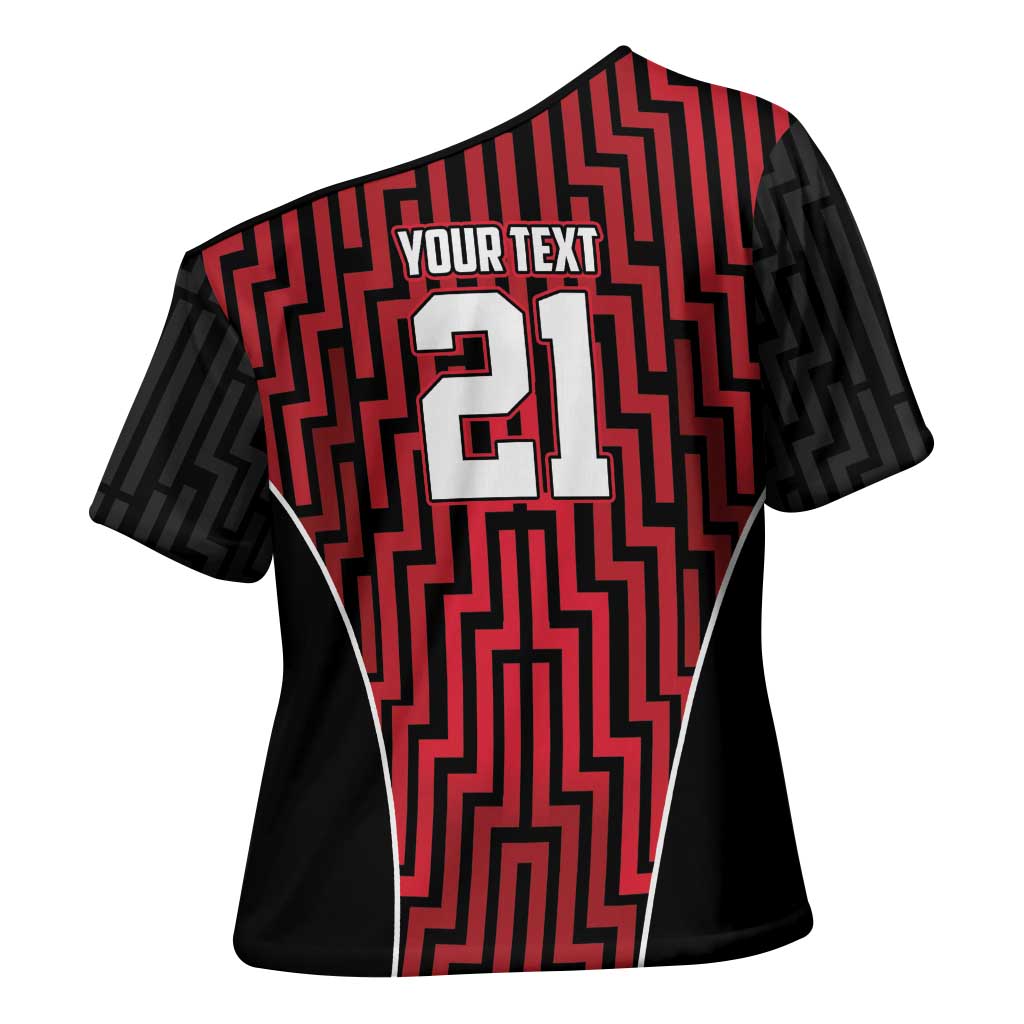 Custom Basketball New Zealand Cross Shoulder Shirt Red Maori Ta Moko Indigenous - Aussie Hoodie