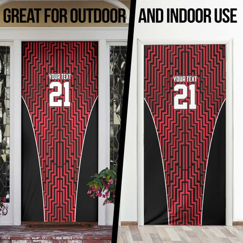 Custom Basketball New Zealand Door Cover Red Maori Ta Moko Indigenous - Aussie Hoodie
