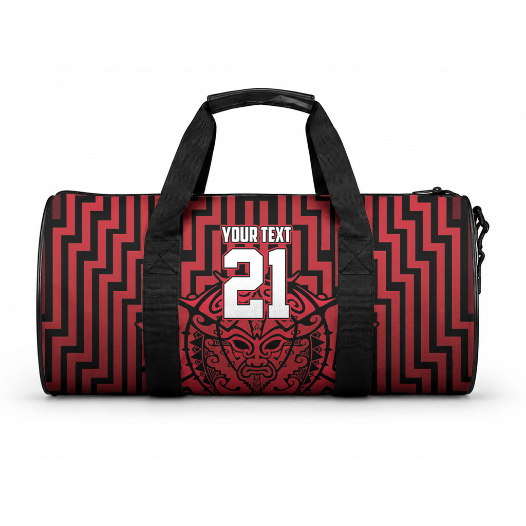 Custom Basketball New Zealand Duffle Bag Red Maori Ta Moko Indigenous