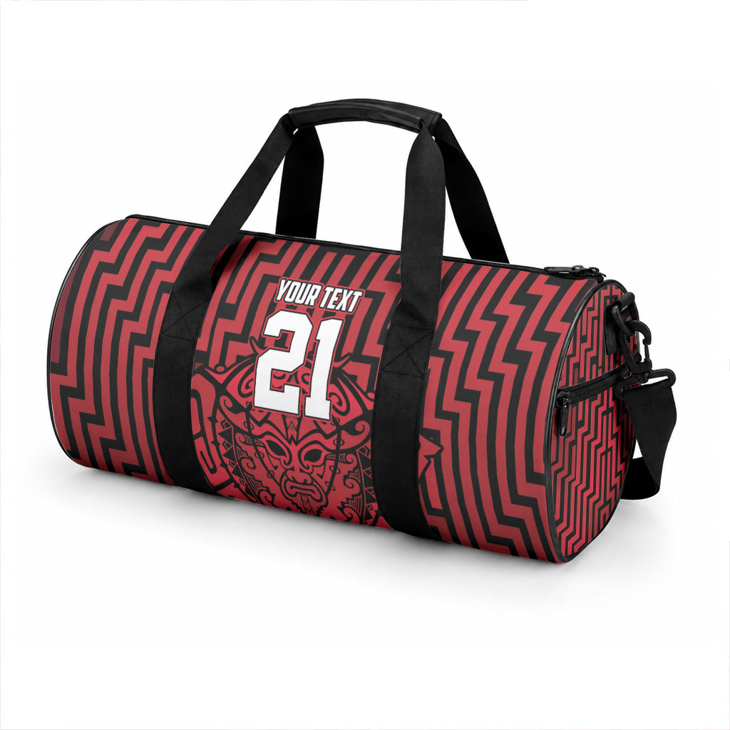 Custom Basketball New Zealand Duffle Bag Red Maori Ta Moko Indigenous