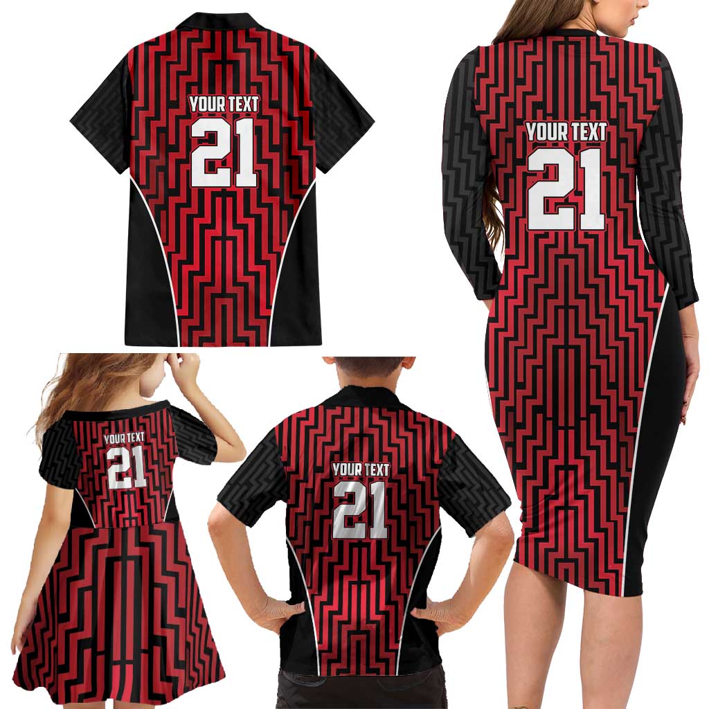 Custom Basketball New Zealand Family Matching Long Sleeve Bodycon Dress and Hawaiian Shirt Red Maori Ta Moko Indigenous - Aussie Hoodie