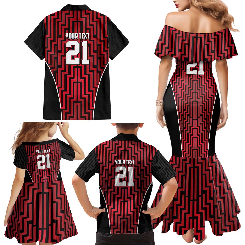 Custom Basketball New Zealand Family Matching Mermaid Dress and Hawaiian Shirt Red Maori Ta Moko Indigenous - Aussie Hoodie