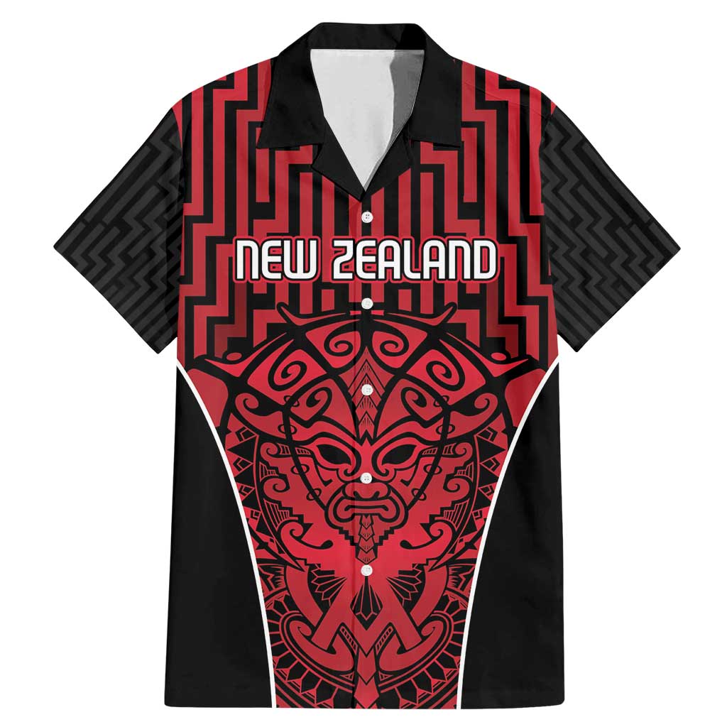 Custom Basketball New Zealand Family Matching Mermaid Dress and Hawaiian Shirt Red Maori Ta Moko Indigenous - Aussie Hoodie