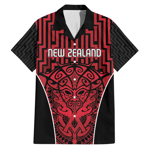 Custom Basketball New Zealand Family Matching Mermaid Dress and Hawaiian Shirt Red Maori Ta Moko Indigenous - Aussie Hoodie