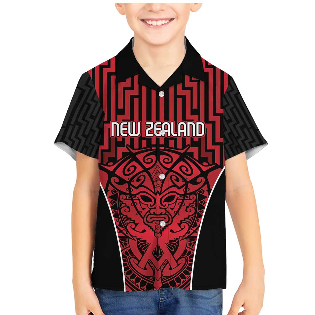 Custom Basketball New Zealand Family Matching Mermaid Dress and Hawaiian Shirt Red Maori Ta Moko Indigenous - Aussie Hoodie