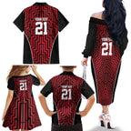 Custom Basketball New Zealand Family Matching Off The Shoulder Long Sleeve Dress and Hawaiian Shirt Red Maori Ta Moko Indigenous - Aussie Hoodie