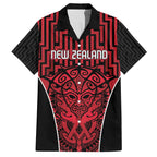 Custom Basketball New Zealand Family Matching Off The Shoulder Long Sleeve Dress and Hawaiian Shirt Red Maori Ta Moko Indigenous - Aussie Hoodie