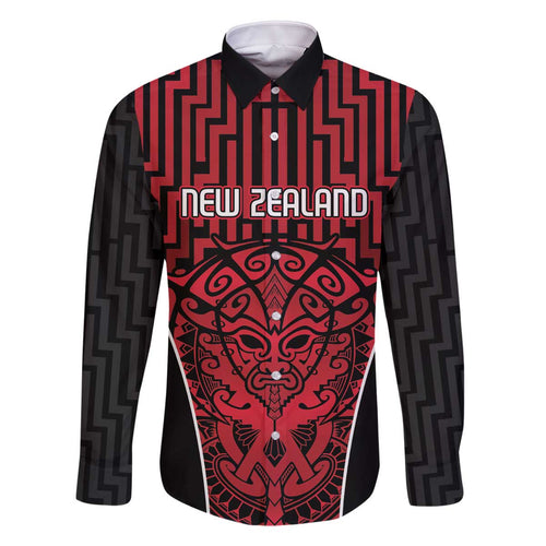 Custom Basketball New Zealand Family Matching Off The Shoulder Long Sleeve Dress and Hawaiian Shirt Red Maori Ta Moko Indigenous - Aussie Hoodie