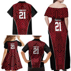 Custom Basketball New Zealand Family Matching Off Shoulder Maxi Dress and Hawaiian Shirt Red Maori Ta Moko Indigenous - Aussie Hoodie