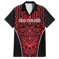 Custom Basketball New Zealand Family Matching Off Shoulder Maxi Dress and Hawaiian Shirt Red Maori Ta Moko Indigenous - Aussie Hoodie