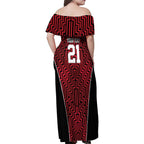 Custom Basketball New Zealand Family Matching Off Shoulder Maxi Dress and Hawaiian Shirt Red Maori Ta Moko Indigenous - Aussie Hoodie