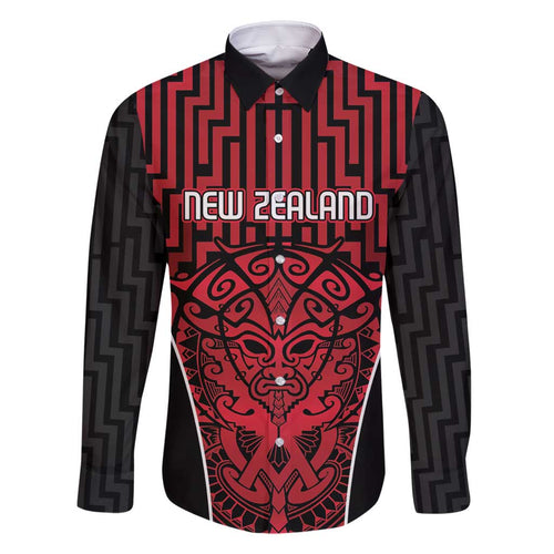 Custom Basketball New Zealand Family Matching Off Shoulder Short Dress and Hawaiian Shirt Red Maori Ta Moko Indigenous - Aussie Hoodie