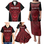 Custom Basketball New Zealand Family Matching Puletasi and Hawaiian Shirt Red Maori Ta Moko Indigenous - Aussie Hoodie
