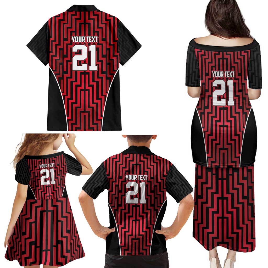 Custom Basketball New Zealand Family Matching Puletasi and Hawaiian Shirt Red Maori Ta Moko Indigenous - Aussie Hoodie
