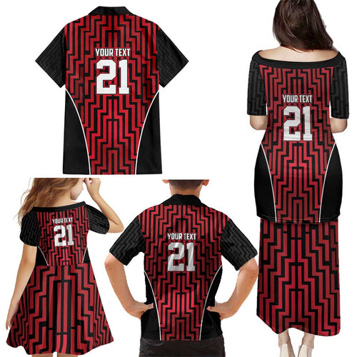 Custom Basketball New Zealand Family Matching Puletasi and Hawaiian Shirt Red Maori Ta Moko Indigenous - Aussie Hoodie