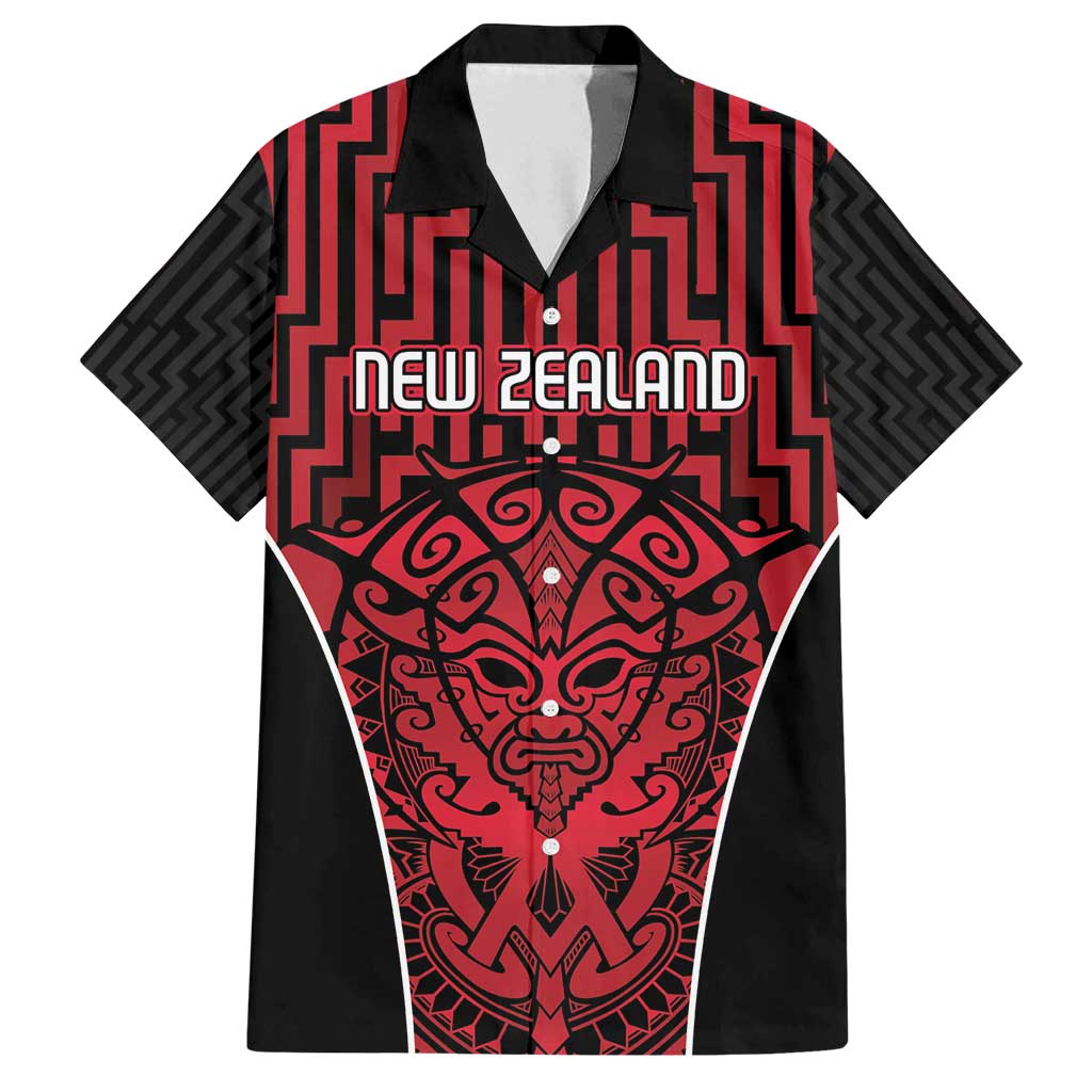Custom Basketball New Zealand Family Matching Puletasi and Hawaiian Shirt Red Maori Ta Moko Indigenous - Aussie Hoodie