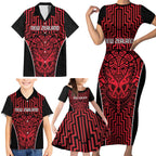 Custom Basketball New Zealand Family Matching Short Sleeve Bodycon Dress and Hawaiian Shirt Red Maori Ta Moko Indigenous - Aussie Hoodie