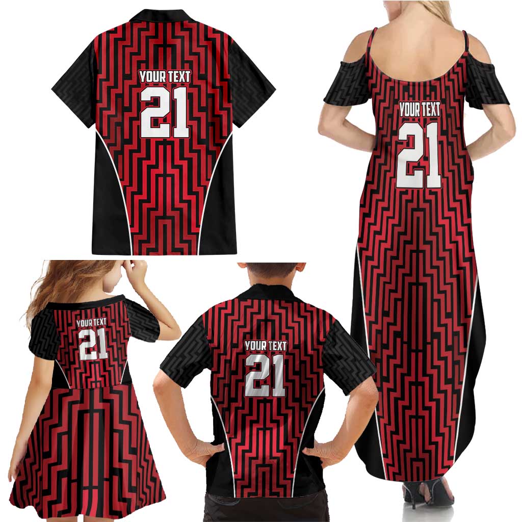 Custom Basketball New Zealand Family Matching Summer Maxi Dress and Hawaiian Shirt Red Maori Ta Moko Indigenous - Aussie Hoodie